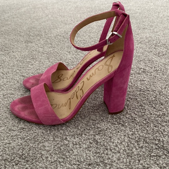 Sam Edleman pink heels, velour fabric, size 7.5 - Picture 2 of 4